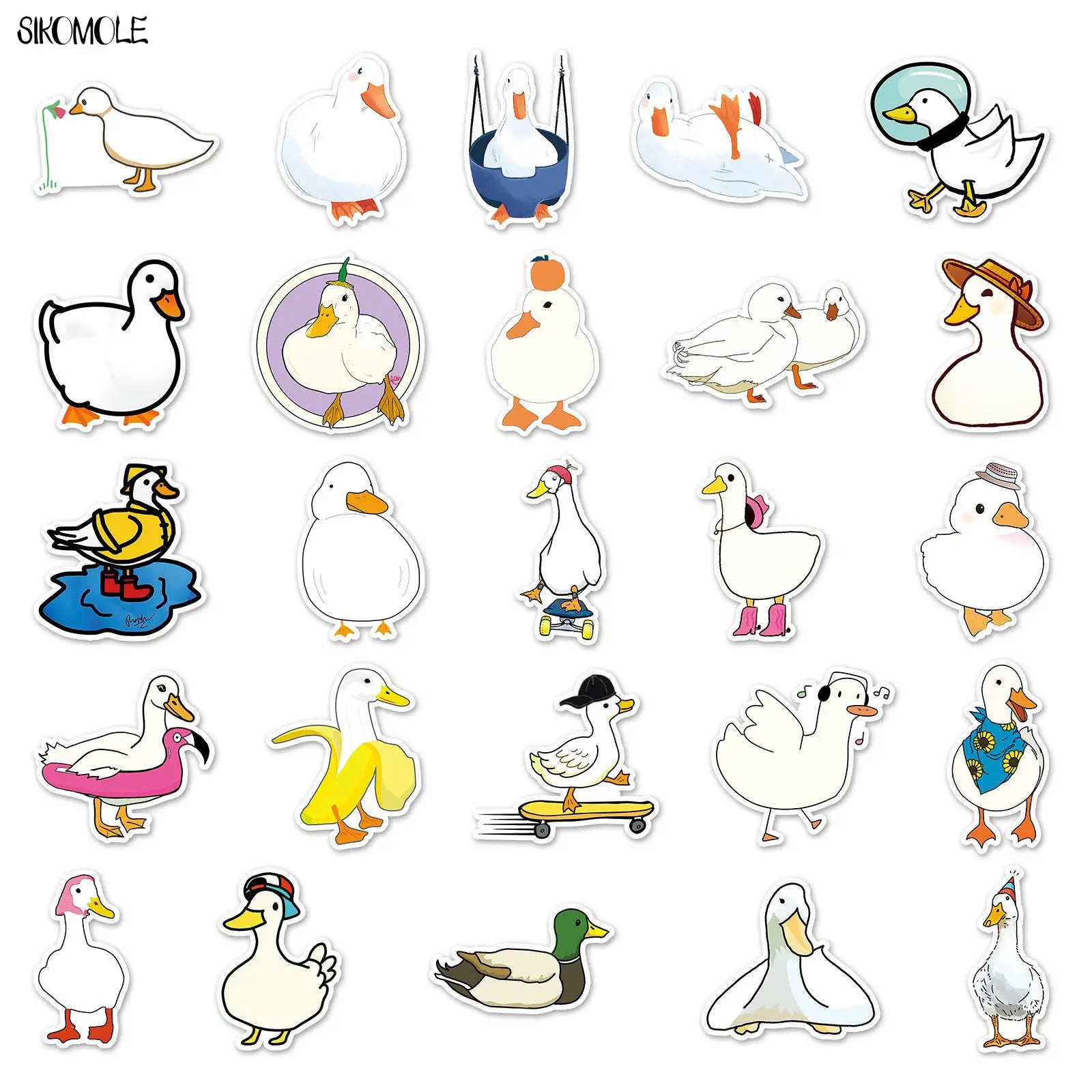 10/30/50PCS Mixed Cartoon Cute Duck Stickers Animals DIY Helmet Skateboard Laptop Motorcycle Graffiti Sticker Decals Kids Toy F5