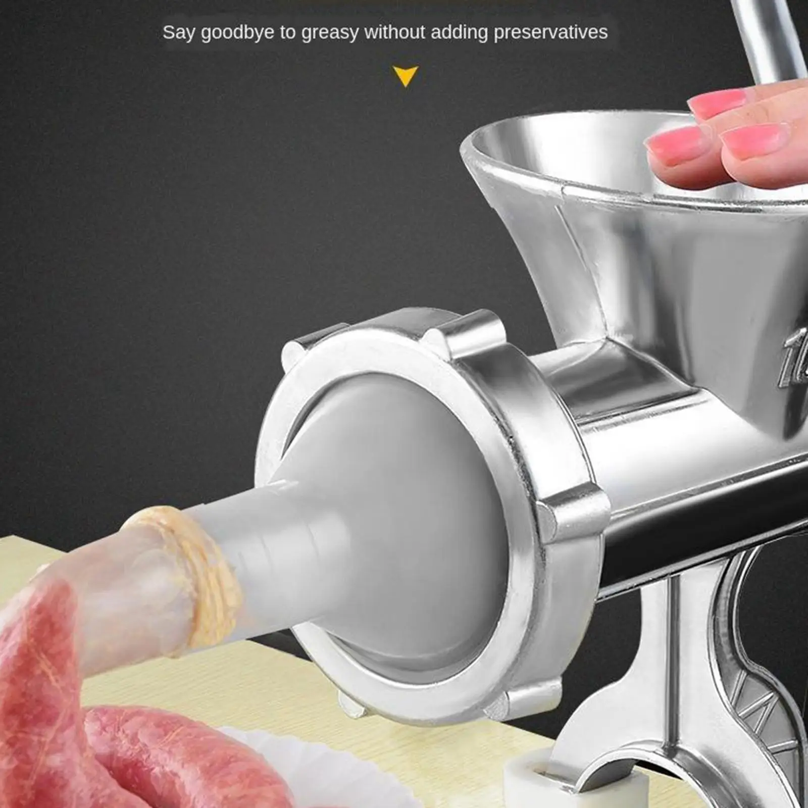 Hand Meat Grinder with Sausage Stuffer Attachment for Home Use Manual Food Processor for Chicken Pork Mincing