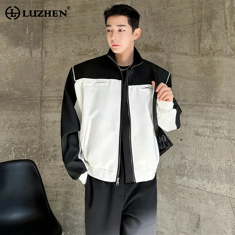 

LUZHEN 2024 Spring New Trendy Color Contrast Splicing Design Casual Jacket Men Fashion Korean Original Street Loose Coat LZ2752