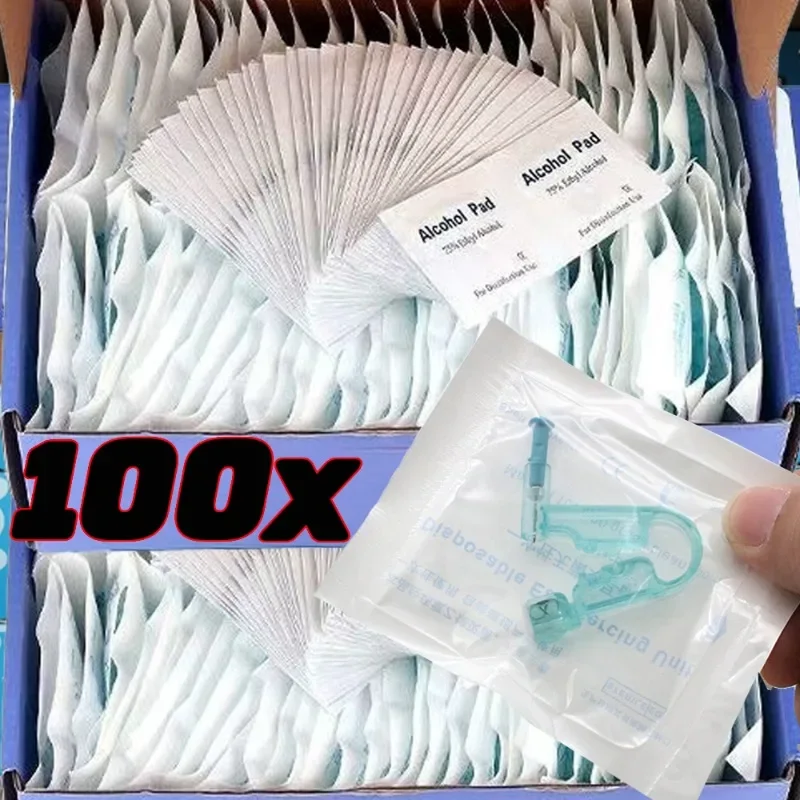 100PCS Disposable Sterility Ear Piercing Gun Kit Asepsis Healthy Safety Nose Earring Piercer Tool Machine Ear Studs Body Jewelry