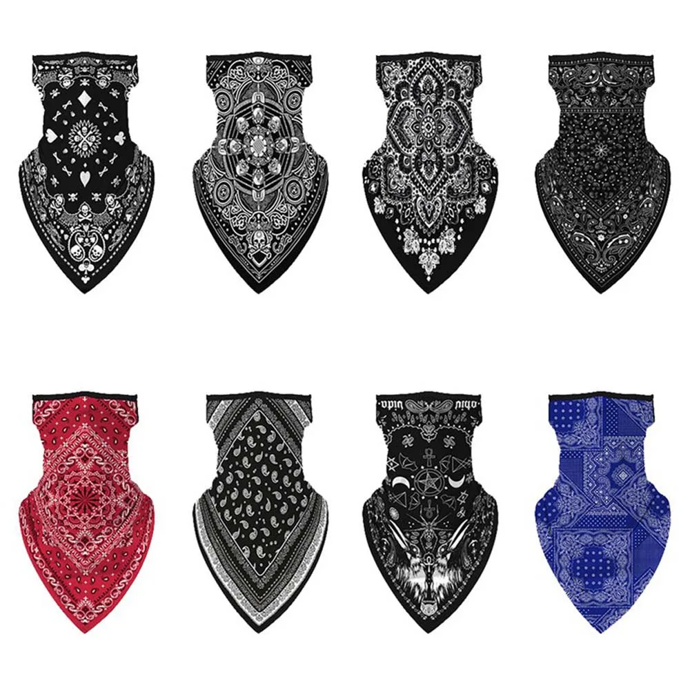 

Outdoor Thin Protective Silk Bandana Riding Sun Protection Ear Loops Neck Protection Mouth Mask Face Mask Wrap Scarf
