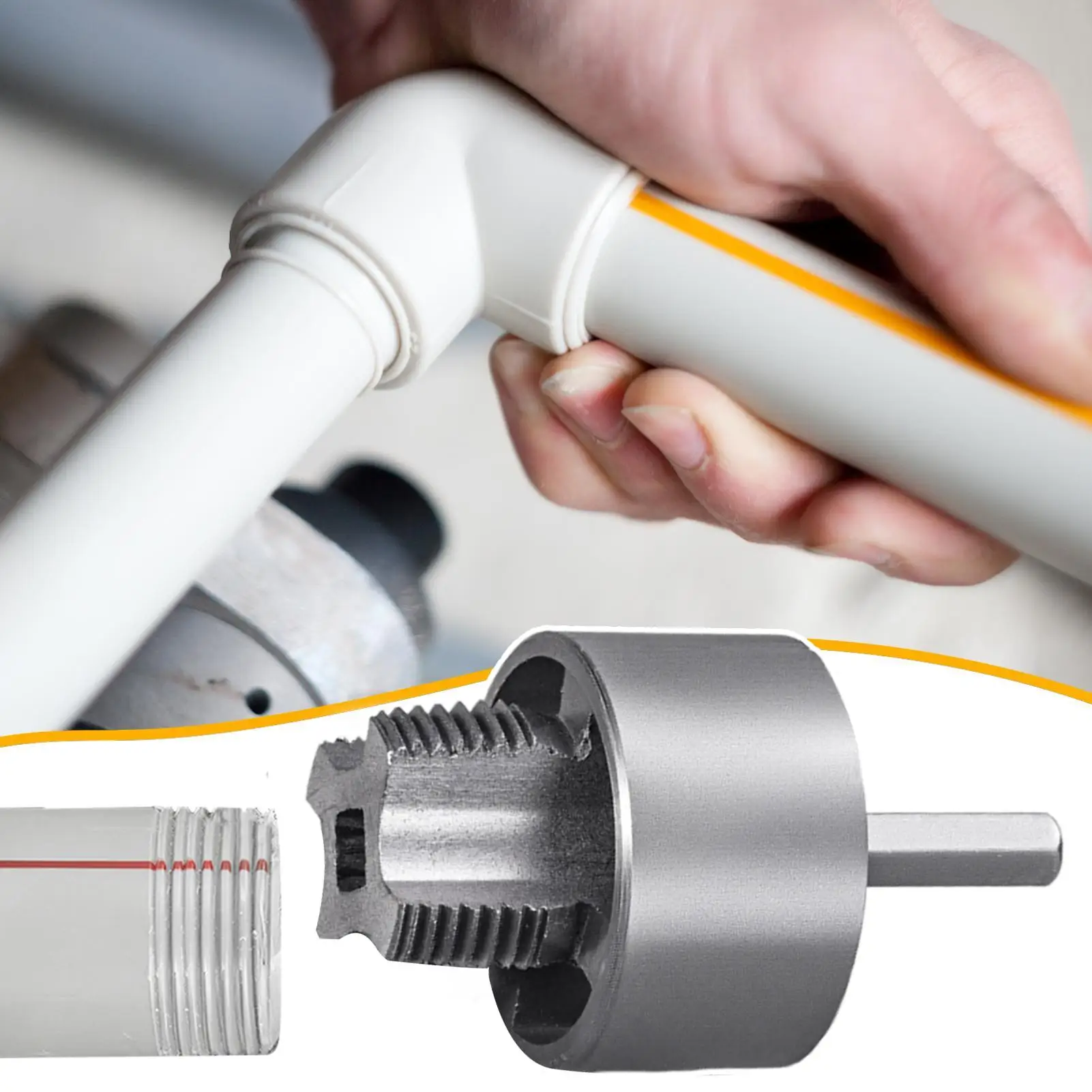 Utensile per filettatura in PVC Infila tubi dell'acqua Taglierina esterna interna integrata resistente all'usura per trapano elettrico professionale domestico