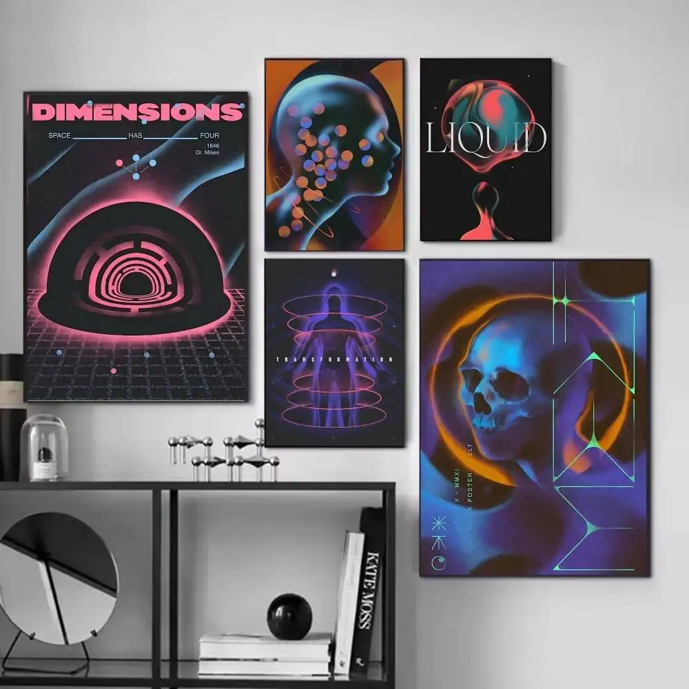 1pc Dark Colorful Character Geometry Abstract Futurism Posters Fancy Wall Sticker for Living Room Bar Decoration Wall Decor