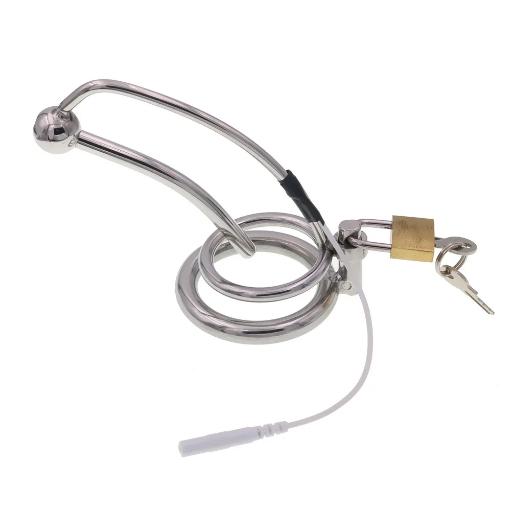 New Stainless Steel Male Chastity Shock Cock Cage With Metal Hollow Chastity Cage Catheter BD Slave Couple Sex Toys For Men