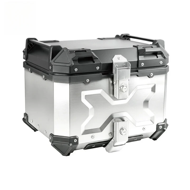High Quality F2-MOTO 45L-X Silver + Black Aluminum Alloy Top Box Suitable Motorcycle And Vehicle Tail I Hot Selling