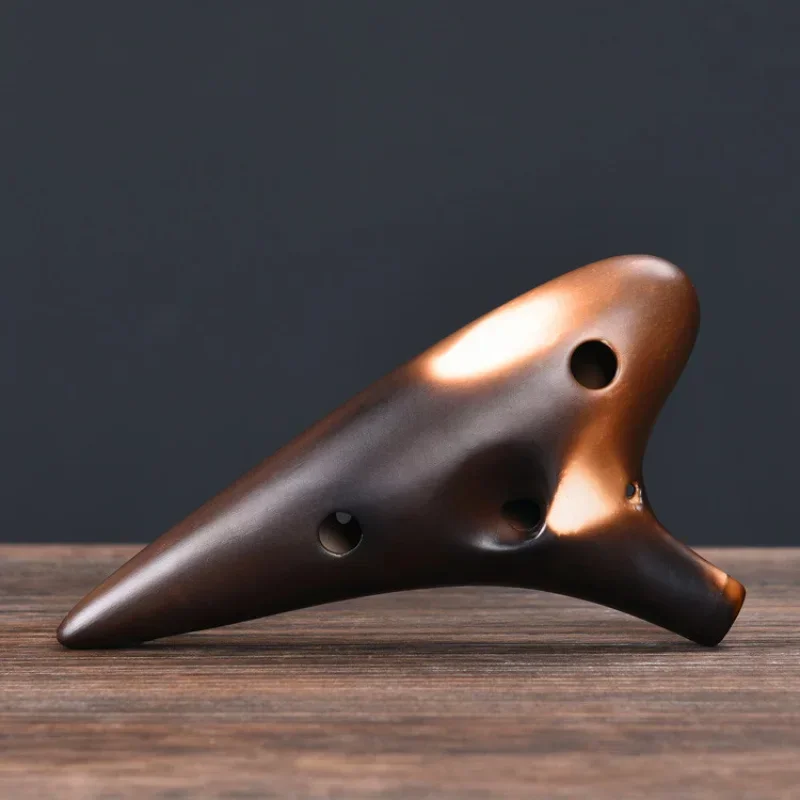 Ceramic Ocarina12 Hole Ocarina Classic Straw Fire Alto C Tones Ceramic Ocarina Chinese Flute Tao Music Instrument Collectible