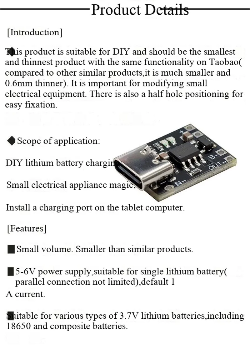 5V Lade- und Entlademodul, 3,7V/4,2V 18650 Lithium-Batterie-Lade-Boost-Power-Board-Schutz, Typ-C – Detail 2