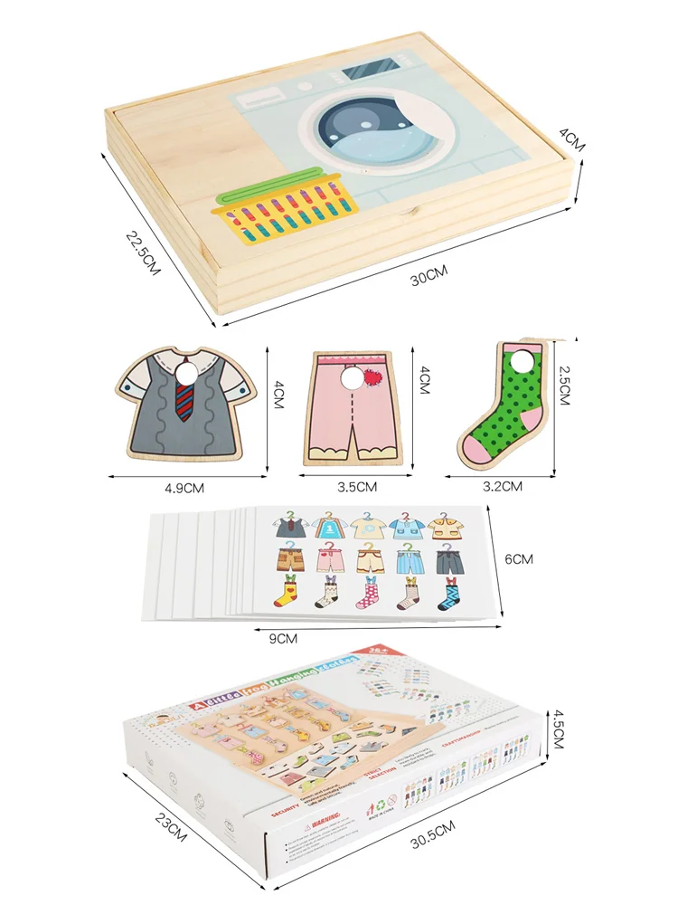 Juguetes Educativos Montessori de madera para niños, secado de ropa, forma de Color a juego, juego de mesa cognitivo, juguetes de aprendizaje preescolar