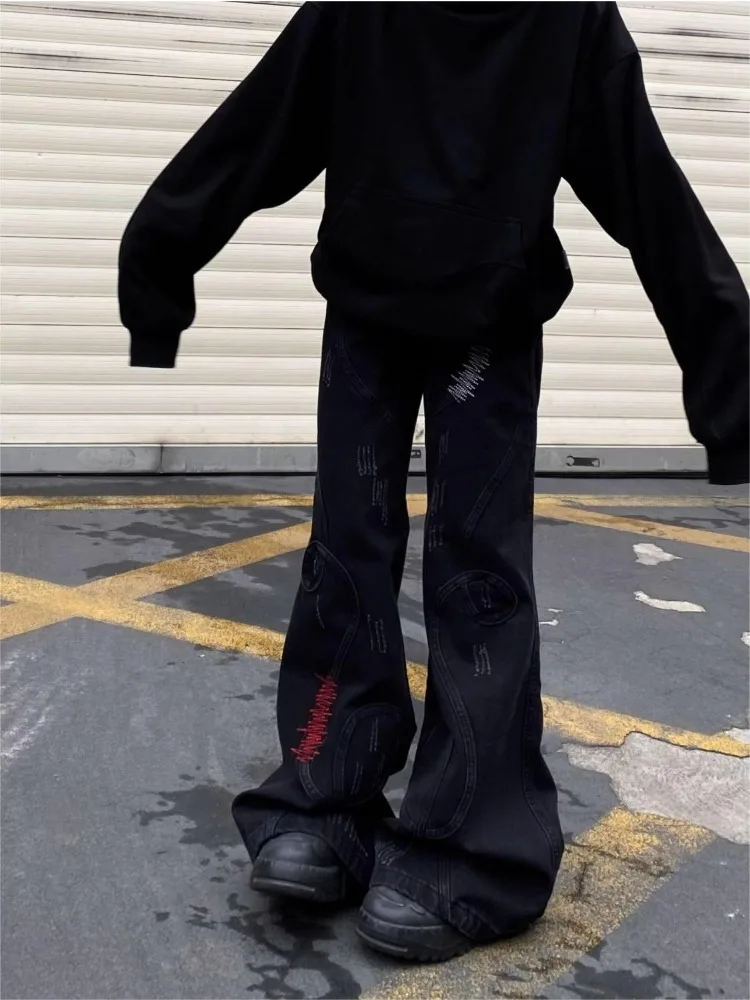 HOUZHOU Y2k gotycka dżinsy w stylu Harajuku luźna kobieta patchworkowy Streetwear spodnie dżinsowe japońskie spodnie w stylu koreańskim w stylu