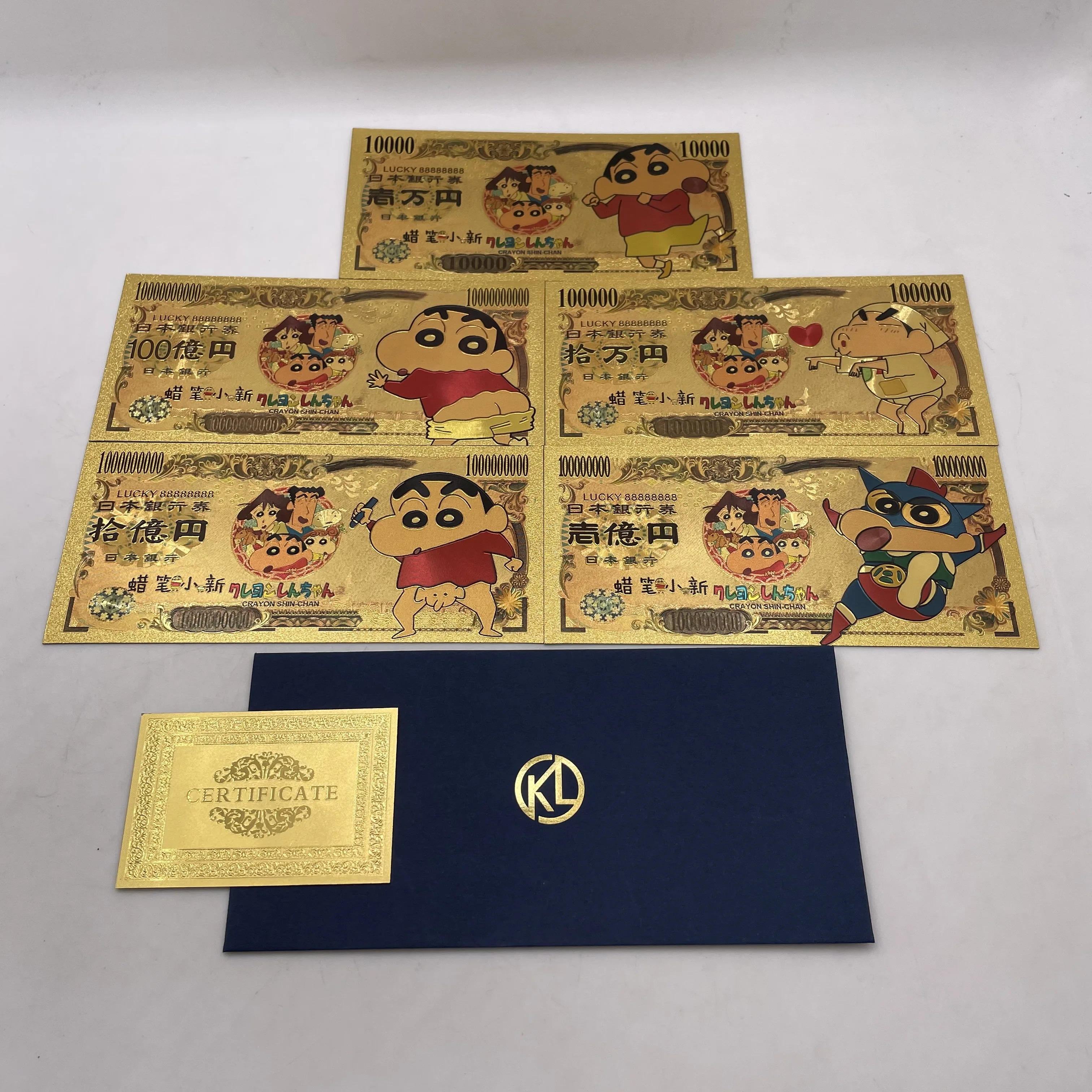 5designs crayon Japanese Cartoon gold plated card anime cards golden banknote a surprise gift for kid's or boy's birthday