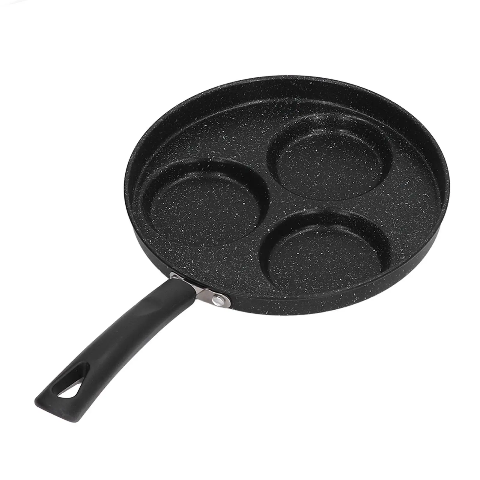 

3-Cup Fried Egg Pan with Comfortable Handle - Non-Stick, Even Heating, Energy-Saving Metal Iron for Burgers & Eggs