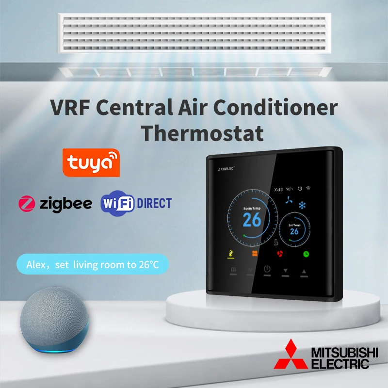 Thermostat de climatisation centrale Zigbee, télécommande filaire Programmable intelligente V pour Assistant vocal