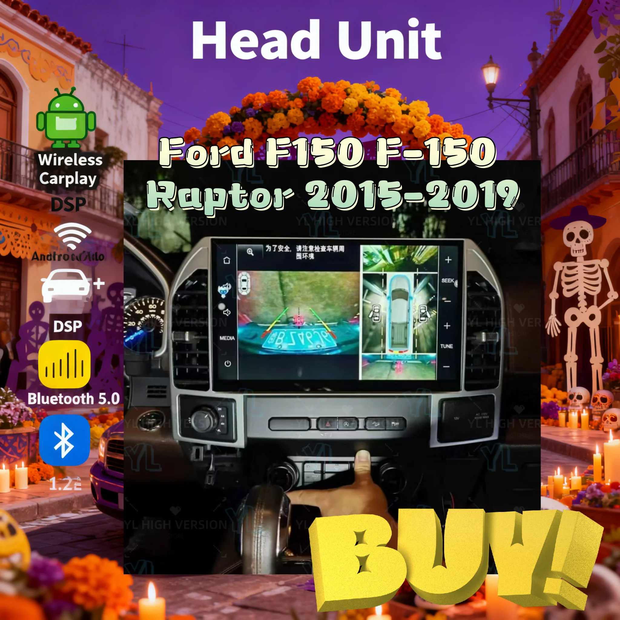 

14,6-дюймовый экран Qualcomm для Ford Raptor F150 F250 F350 F450 2015-2019, стерео, GPS, навигация, Carplay, 4G, мультимедийный видеоплеер, Bluetooth