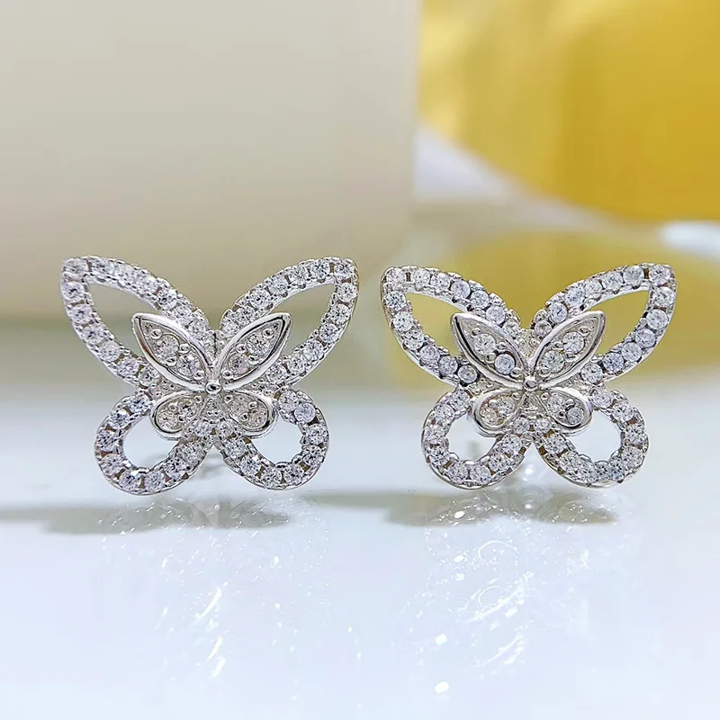 S925 Silver Bow Earrings S925 Pure Silver Diamond Earrings Wholesale of Foreign Trade Fashion Jewelry