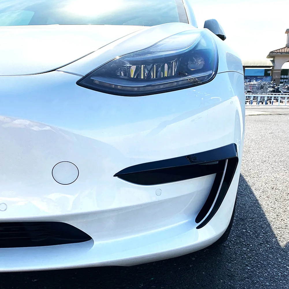 2Pcs Front Bumper Cover For Tesla Correct Connector Direct Installation Eyebrow Trim Model 3 ABS Plastic  2Pcs