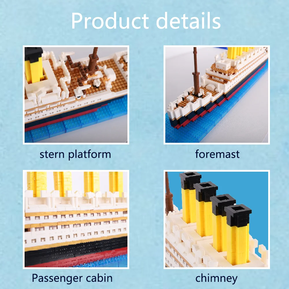 Zestaw klocków konstrukcyjnych Titanic gigantyczny chłopiec dziewczynka puzzle model statku wycieczkowego