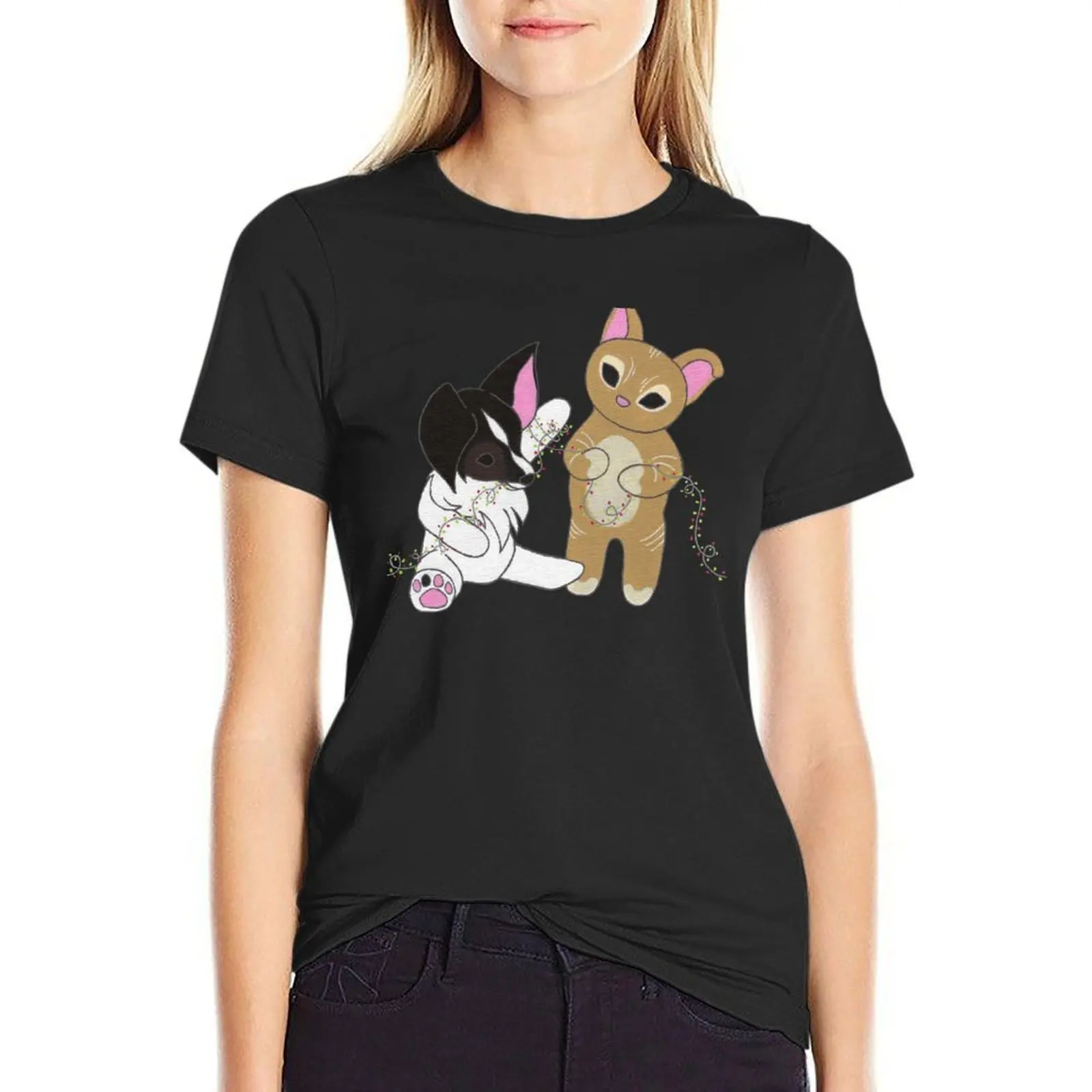 

Fuzzy Friends and Little Lights T-Shirt female quick-drying quick drying t-shirts for Women pack