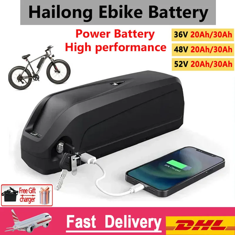 

Original Hailong EBike Battery 36V 48V 52V 30Ah Mountain Bicycle 18650 Electric Bateria Pack for Bafang 1000W 750W 500W 250W
