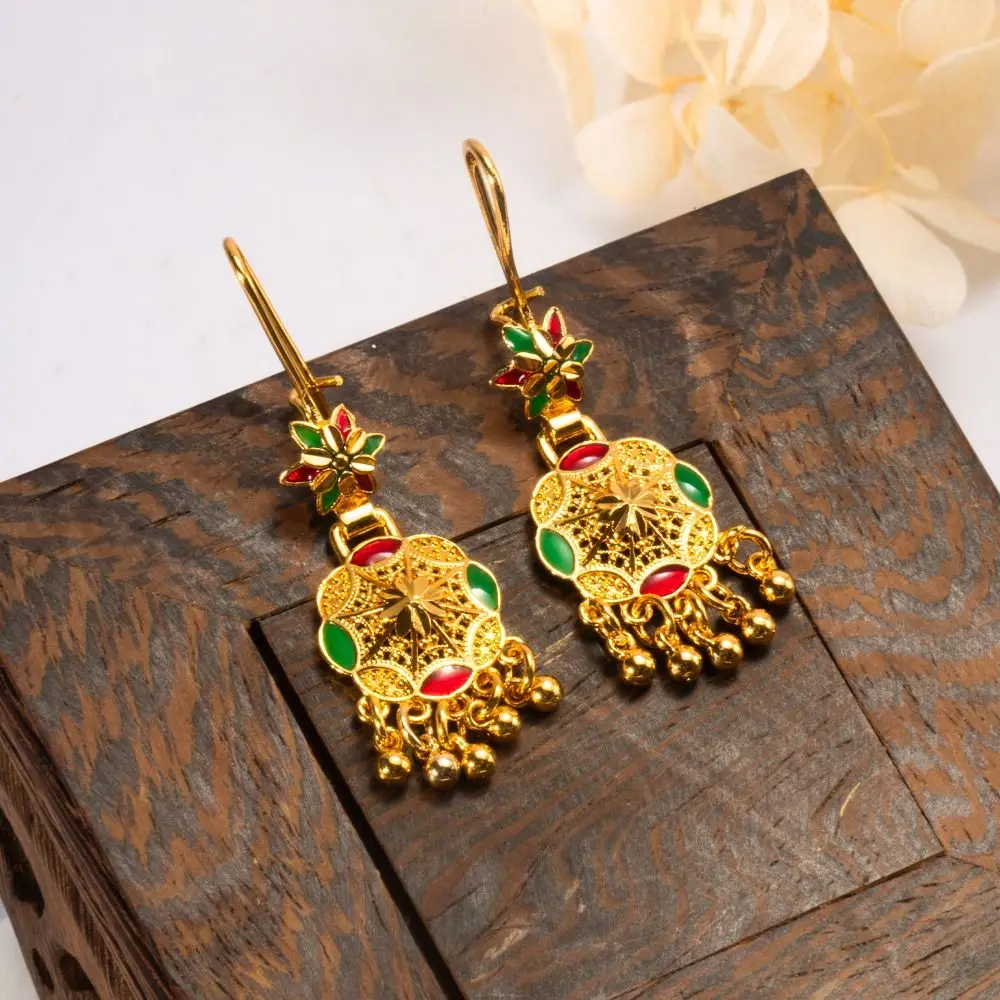 Luxury Tassle Drop Earrings Gifts Dubai India Style Gold Color Dangle Earring Ethnic Style Brass African Bridal Earring Party