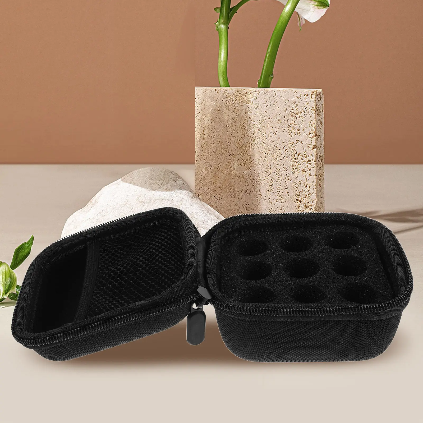 

Insulin Case Black 9-Slot Organizer Soft Foam Insert Portable Peptide Vial Protector Storage Box for Travel Supplies