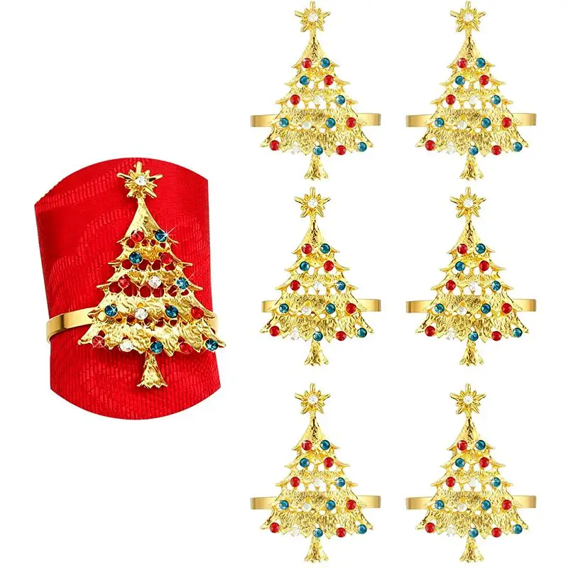 New Christmas Napkin Rings Xmas Napkin Holder Rings Wreath For Holiday Party Dinner Table Decoration