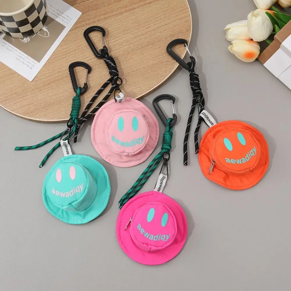 Creative Hat Shape Hat Shape Wallet with Keychain Zipper Round Coin Purse Small Lipsticks Storage Bag Bag Pendant Girl