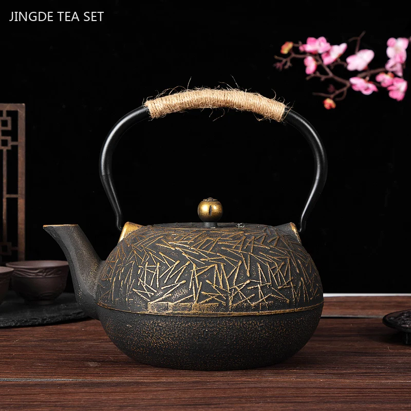 900ml Customized Cast Iron Tea Pot Japanese Antique Craft Iron Teapot with Filter Screen Kettle Kitchen Tea Set Supplies