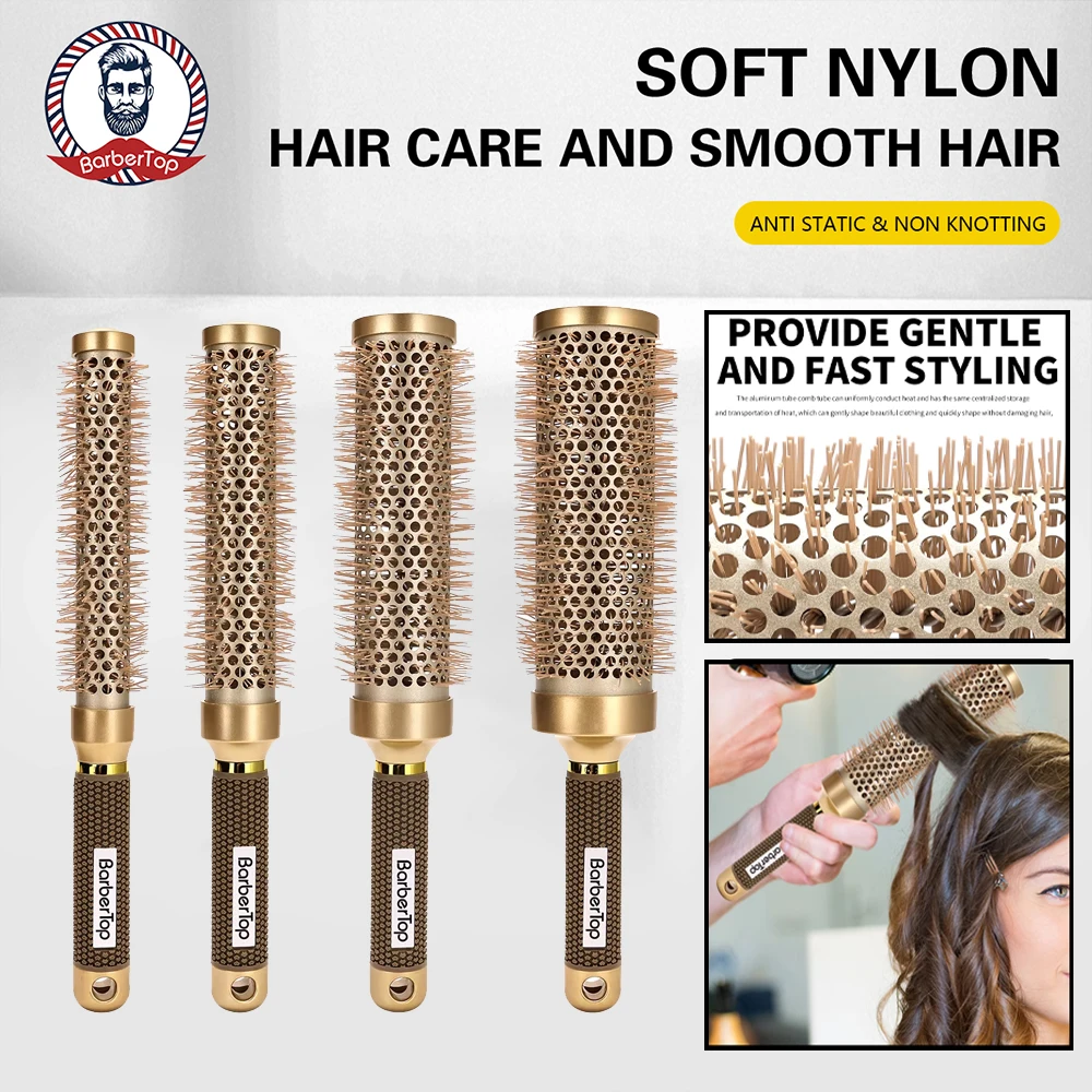 

Профессиональная парикмахерская алюминиевая трубка, щетка для завивки волос, антистатическая круглая вращающаяся щетка для салона, инструменты для укладки, круглая щетка для волос