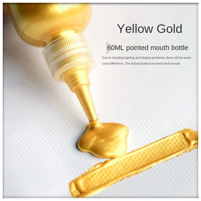 60ml Acrylic Paint Gold Paint Metallic Waterproof Not Faded for Statuary Coloring DIY Hand Clothes Painted Graffiti Pigments