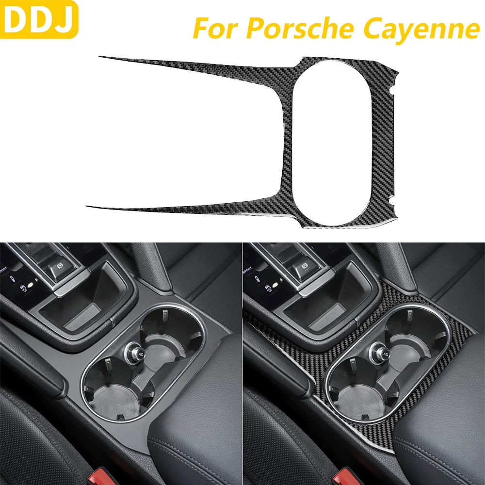 

Soft Carbon Fiber Central Control Cup Holder FrameTrim Cover For Porsche Cayenne 9Y0 9YA 9YB E3 2018-2023 Interior Accessories