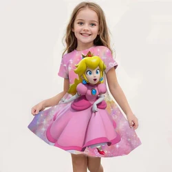 New Baby Girls Queen Peach Princess Dress Kids Cosplay Costume Children Birthday Carnival Party Outfit Stage Performance Clothes