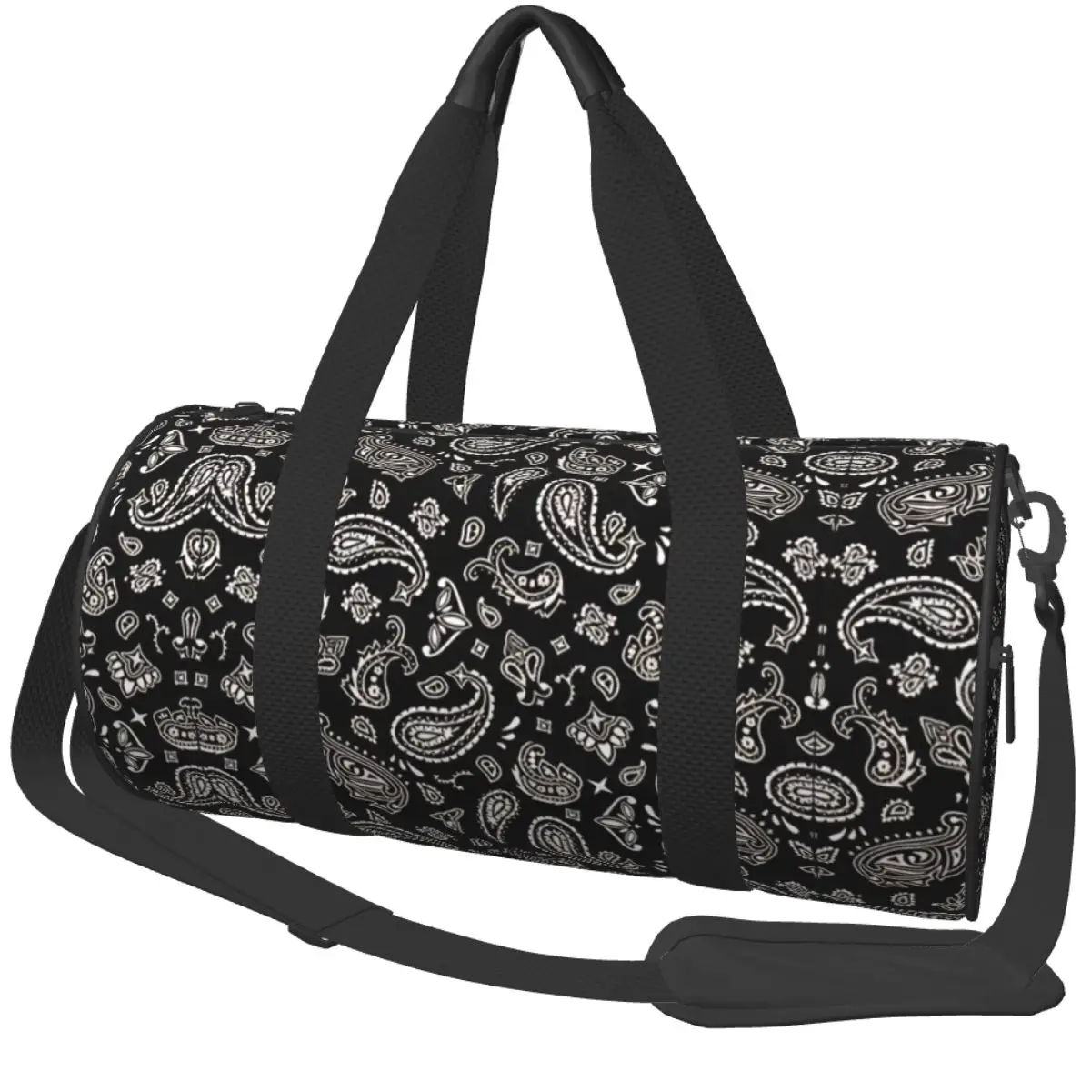 Classic Black OG Handkerchief Paisley Bandana Pattern Gym Bag  Men Custom with Shoes Novelty Fitness Bag Oxford Handbags
