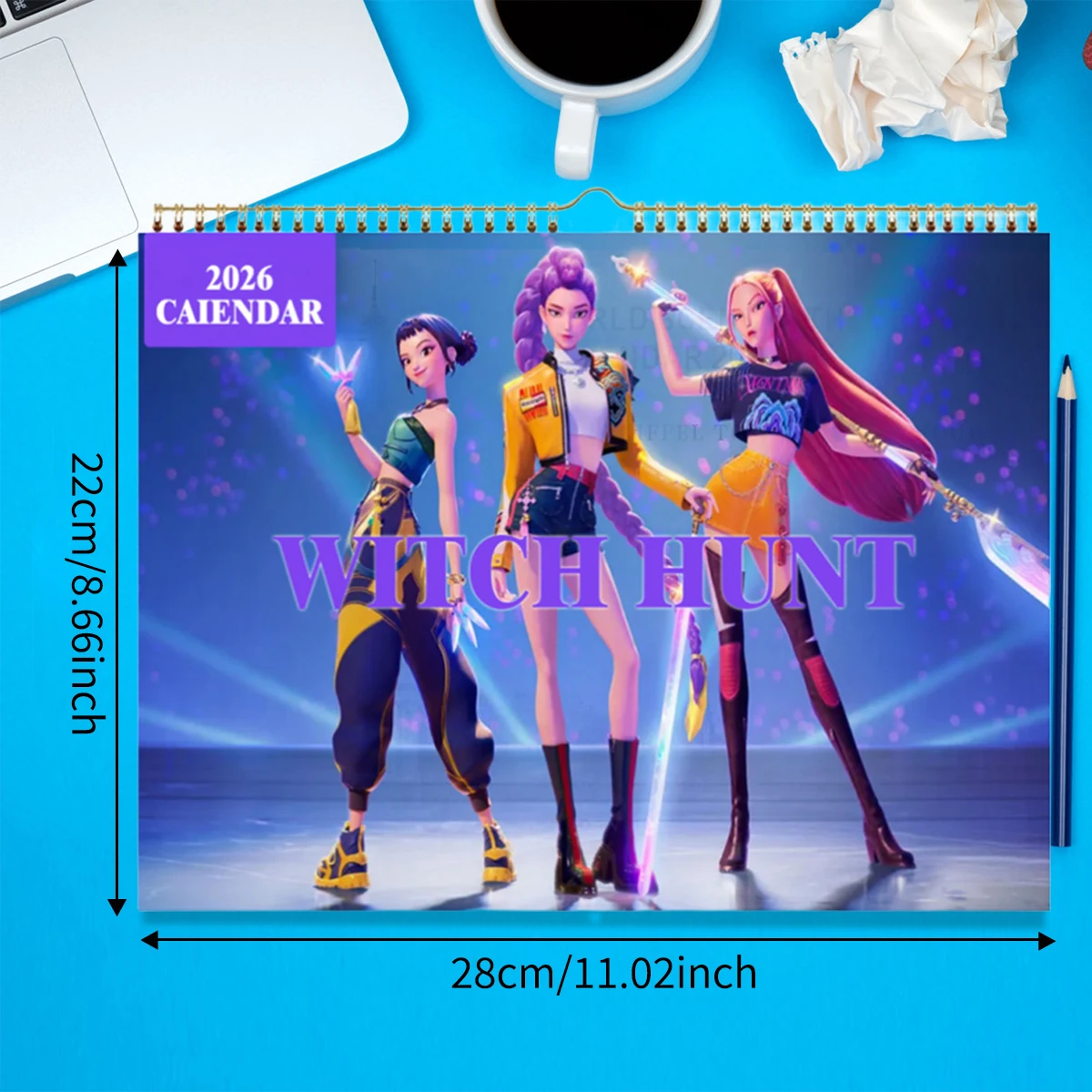 Календарь «Охотник на демонов» 2026, настенный ежемесячный планировщик, высококачественный печатный макет для настольного или настенного использования