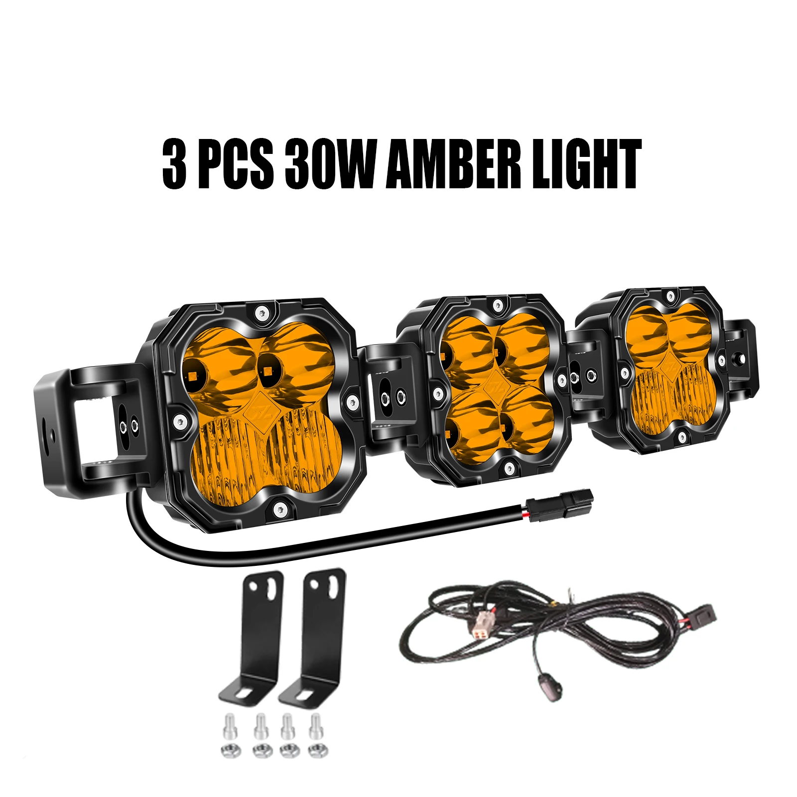 Variant: 3Pcs 30W Amber Light