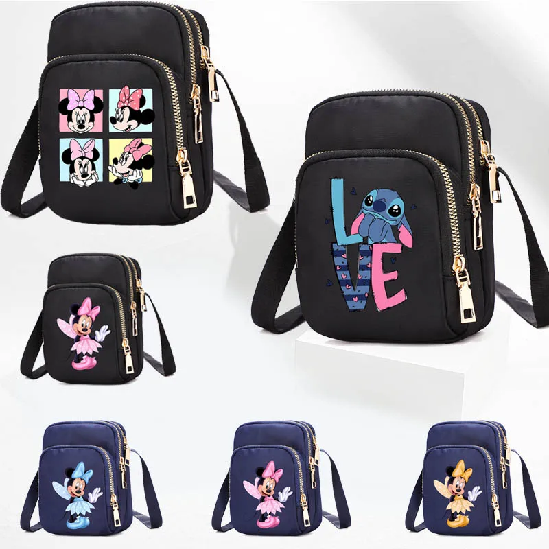 2024 Disney Lilo & Stitch Minnie Mouse Tinkerbell Women\'s Shoulder Bag Handbag Female Cartoon Handbags Casual Bags Crossbody Bag