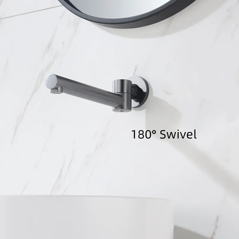 Bathroom Basin Faucet Tap Mixer Swivel Spout Accessories Wall Mounted Water Outlet Black Grey Brass Bathtub Faucet Bibcock
