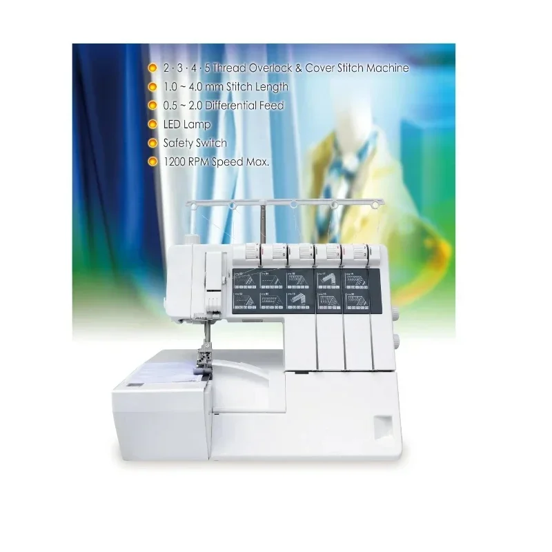 3-Needle 5-Thread Covering Stitch & Overlock Sewing Machine Domestic Sewing Machine