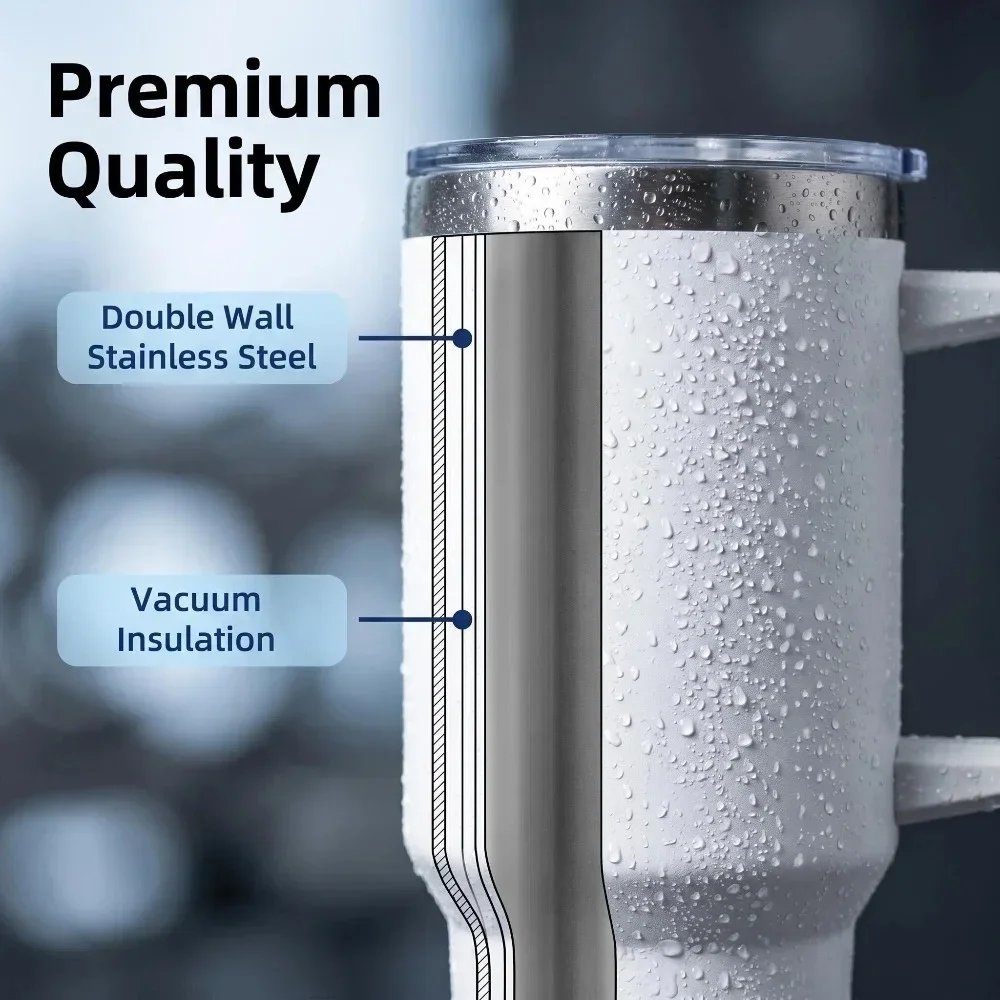 Cool Lightning Dragon Vacuum Flasks 40oz Stainless Steel Insulated Tumbler with Handle & Straw Leakproof Travel Mug