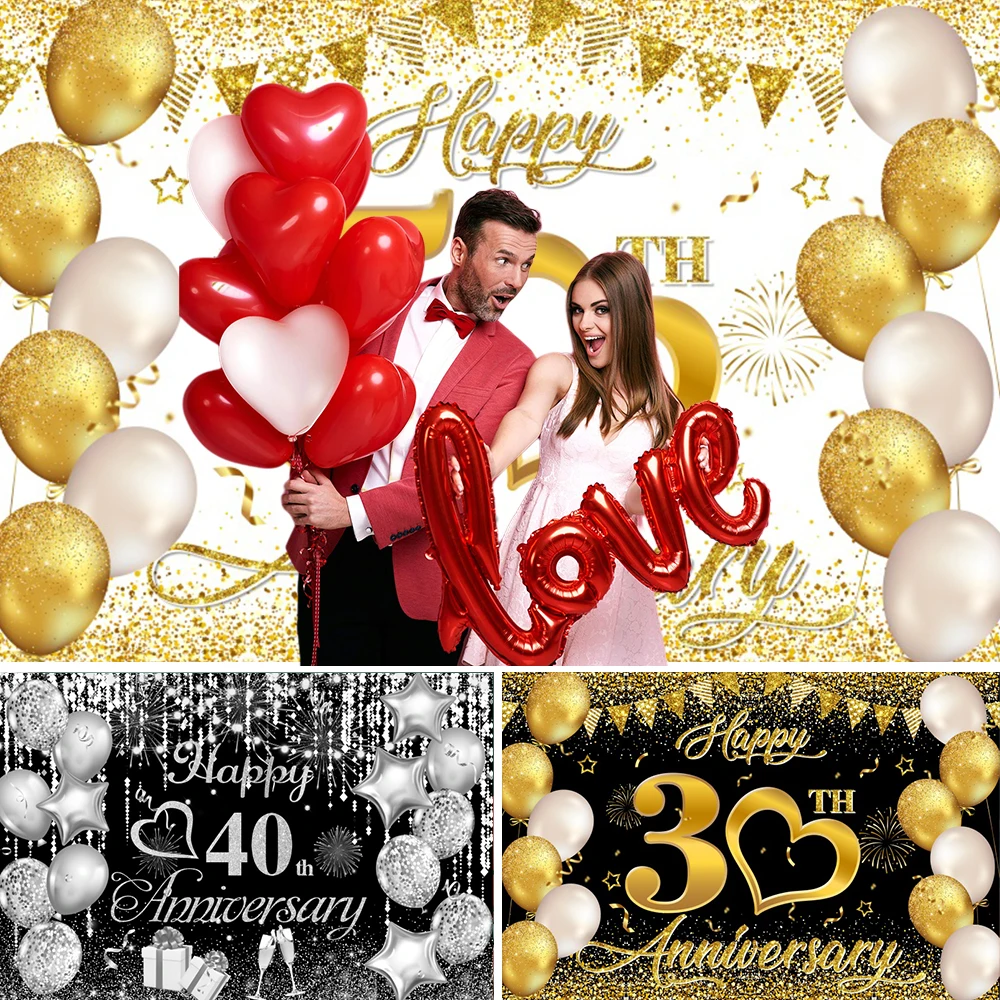 Happy Wedding Anniversary Celebration Party Backdrop Couple Portrait Photographic Photography Background Photo Studio Shoot Prop