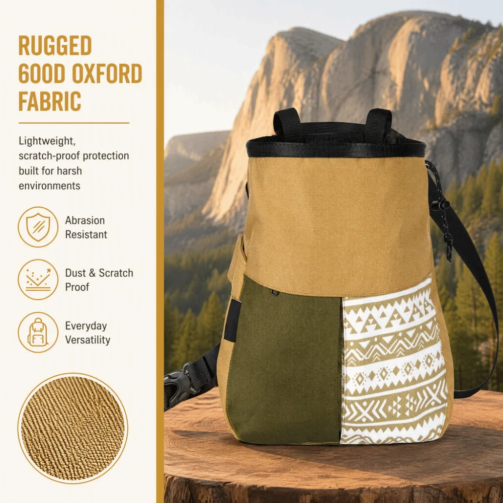 Trapezoidal Bottom Outdoor Chalk Bag 600D Oxford Cloth Wide Opening Tool Bucket Adjustable Belt Multifunctional Collection Pouch