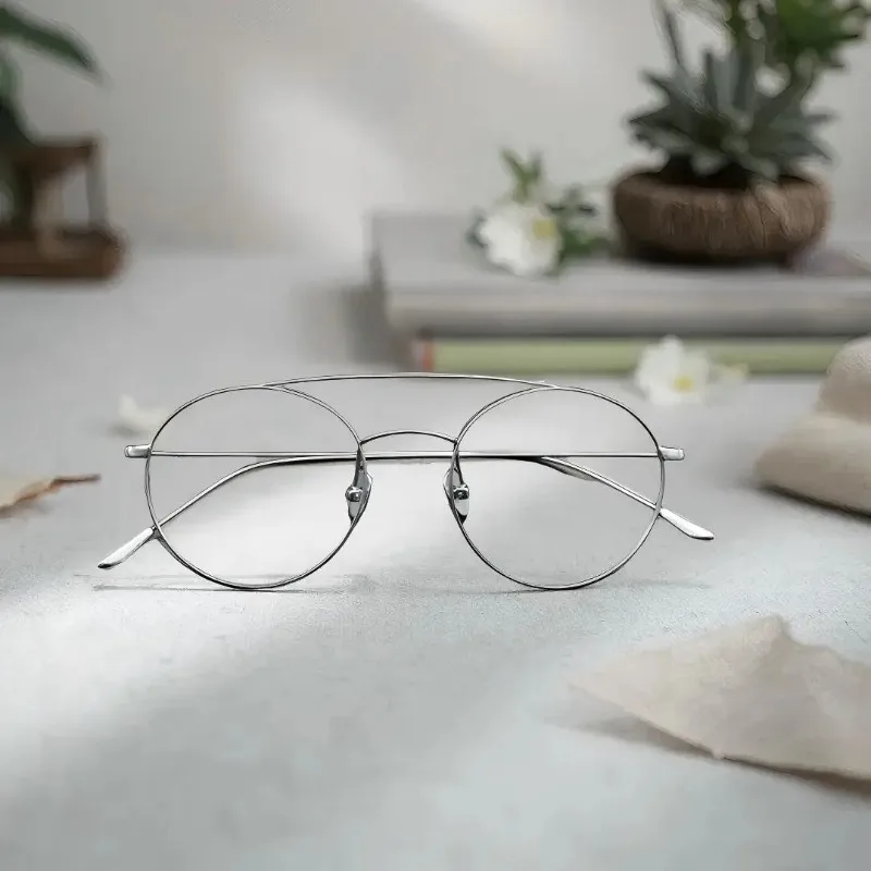 Gafas de Prescripción Redondas Retro de Titanio para Mujer, Ligeras, Hechas a Mano en Japón, para Hombre, Monturas Ópticas de Doble Viga para Miopía
