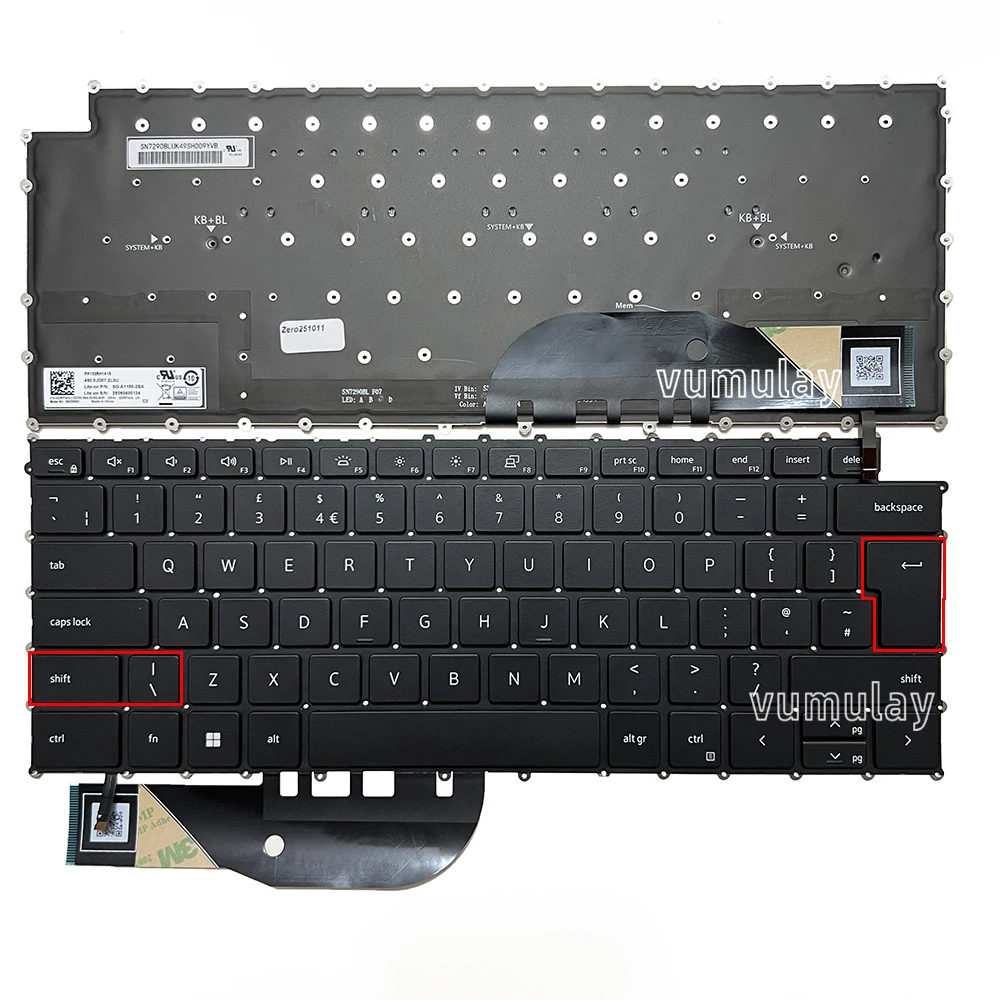 Teclado retroiluminado do Espanhol/Latino/Reino Unido para Dell Precision 5750 5760 5770 5550 5560 5570 P91F,XPS 17 9700 9710 9720 9730 P92F,XPS 15 9500 9510 9520