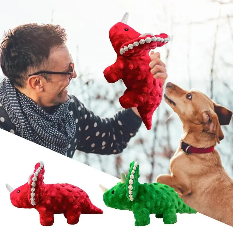 Dog Squeaky Toys Puppy Teeth Chew Toy Cute Dinosaur Plush Toy Funny Dog Accessories For Puppies Small Dogs Medium Dogs Large