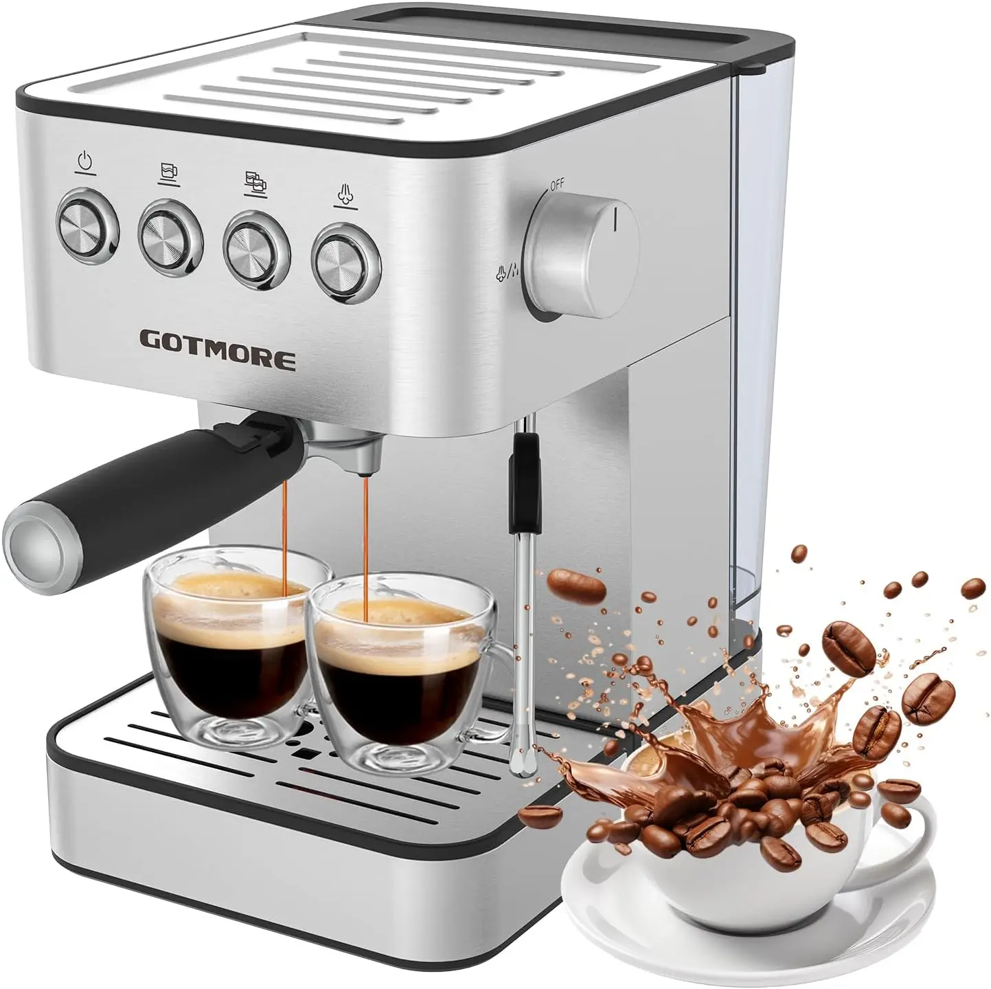 

Espresso Coffee Machines, Professional Espresso Machine with Steam Milk Frother Cappuccino & Latte & Americano, Stainless Steel