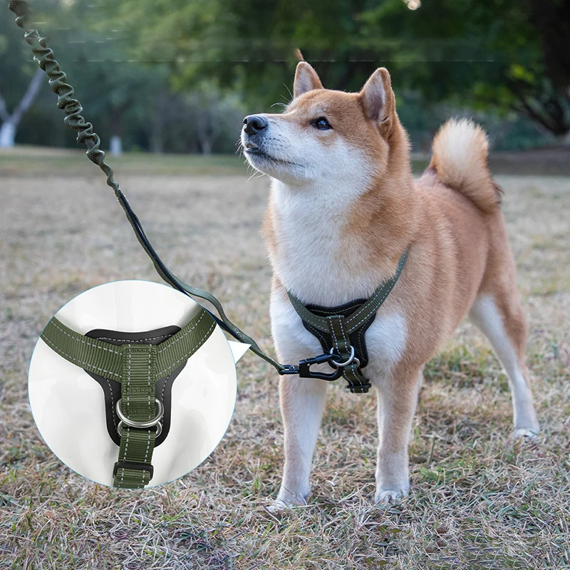 

Skin-friendly Leather Vest-style Dog Harness Breathable Adjustable Reflective Pet Harness for Small Medium Dogs Pettorina Cane