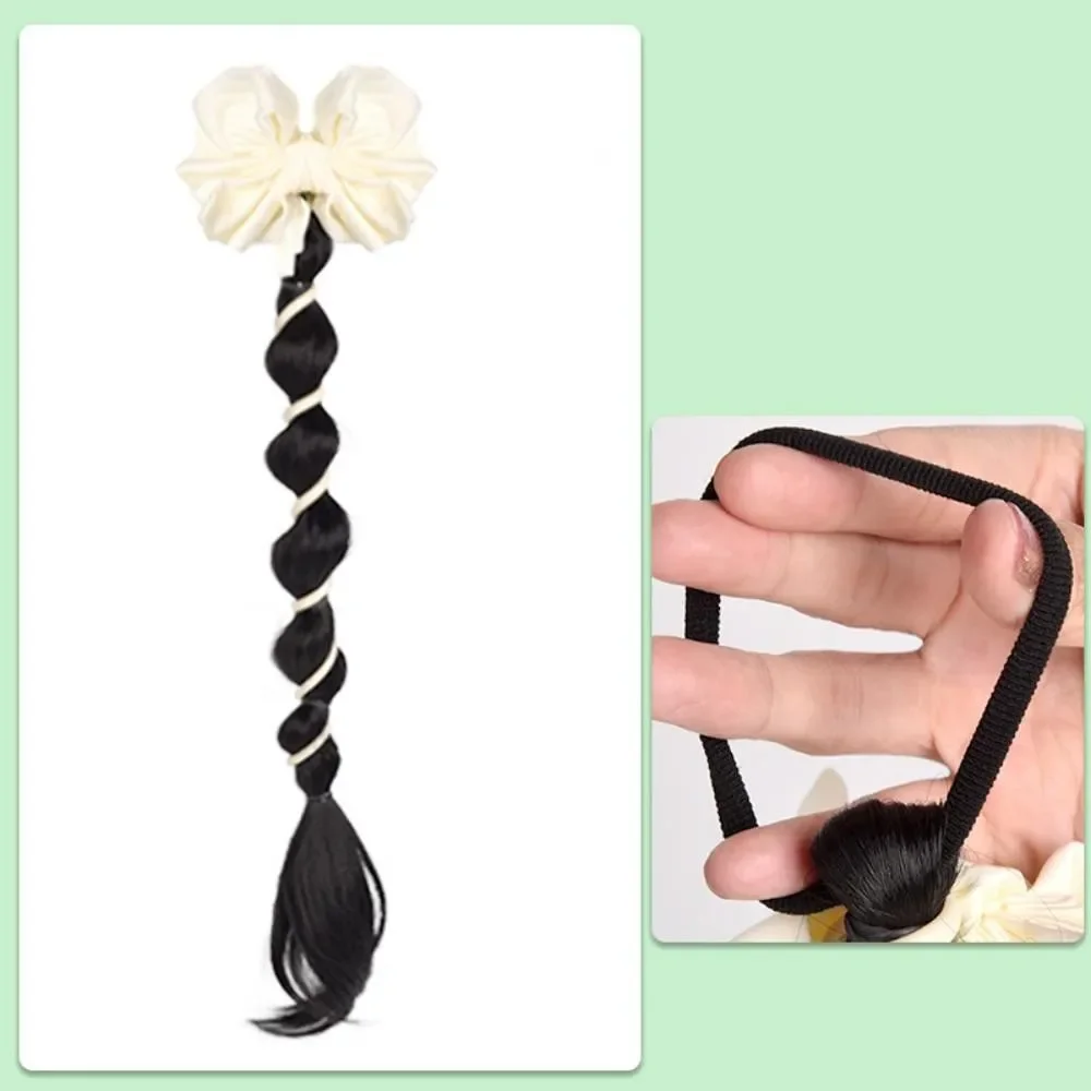 Parrucca sintetica fermaglio per capelli per le donne moda Bowknot linea telefonica parrucca coda di cavallo finta donne Twist intrecciato bolla capelli legati Extensio