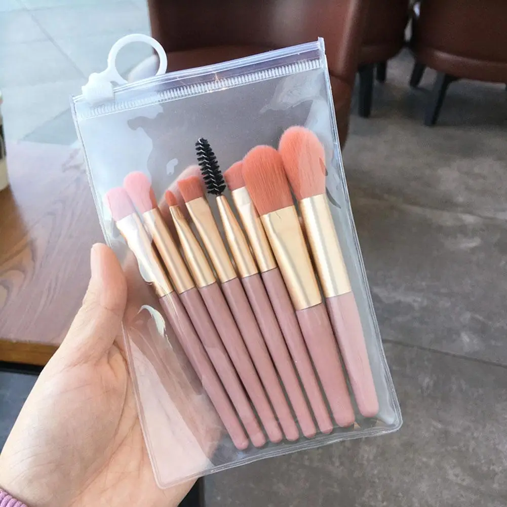 Juego de Mini brochas de maquillaje, 8 piezas, portátil, base, polvo suelto, sombra de ojos, cejas, Kit de pinceles para pestañas, herramientas de maquillaje