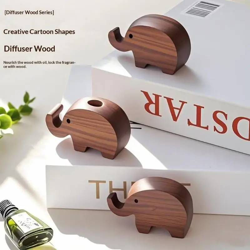 

Wood Reed Diffuser BottleCute Handmad Wooden ElephantEssential Oil DiffuserHome Perfume Diffuser Expander Beech