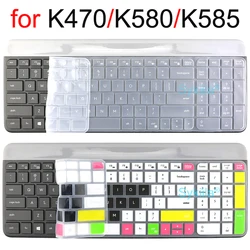 Keyboard Cover for Logitech MK470 K470 K580 K585 Wired Set Silicone Protector Skin Case Film Colorful Black Accessories