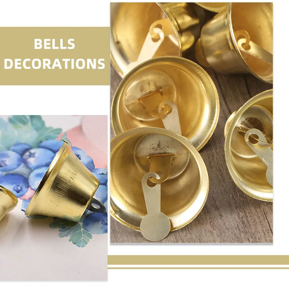 100Pcs Gold DIY Bell Ornaments Small Craft Bells Hanging Mini Bell Pendants for Christmas Tree Decoration Craft Supplies view 2